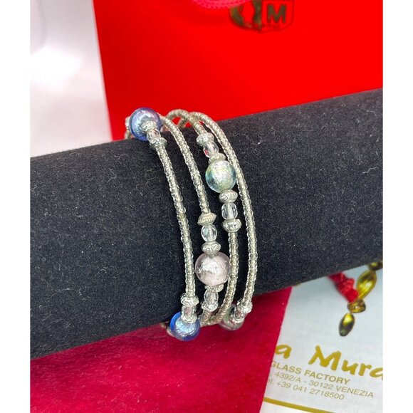 Vecchia Murano Venice Italy Glass Bead Memory Coil Bracelet Gift Bag Certificate - Picture 8 of 15